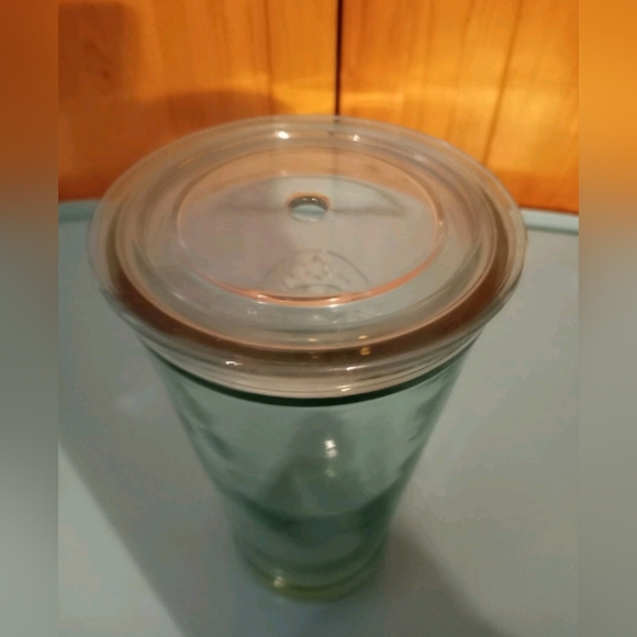 Starbucks Green Recycled Glass Tumbler with lid  Mermaid/Siren Logo 16 oz Spain - Picture 3 of 5